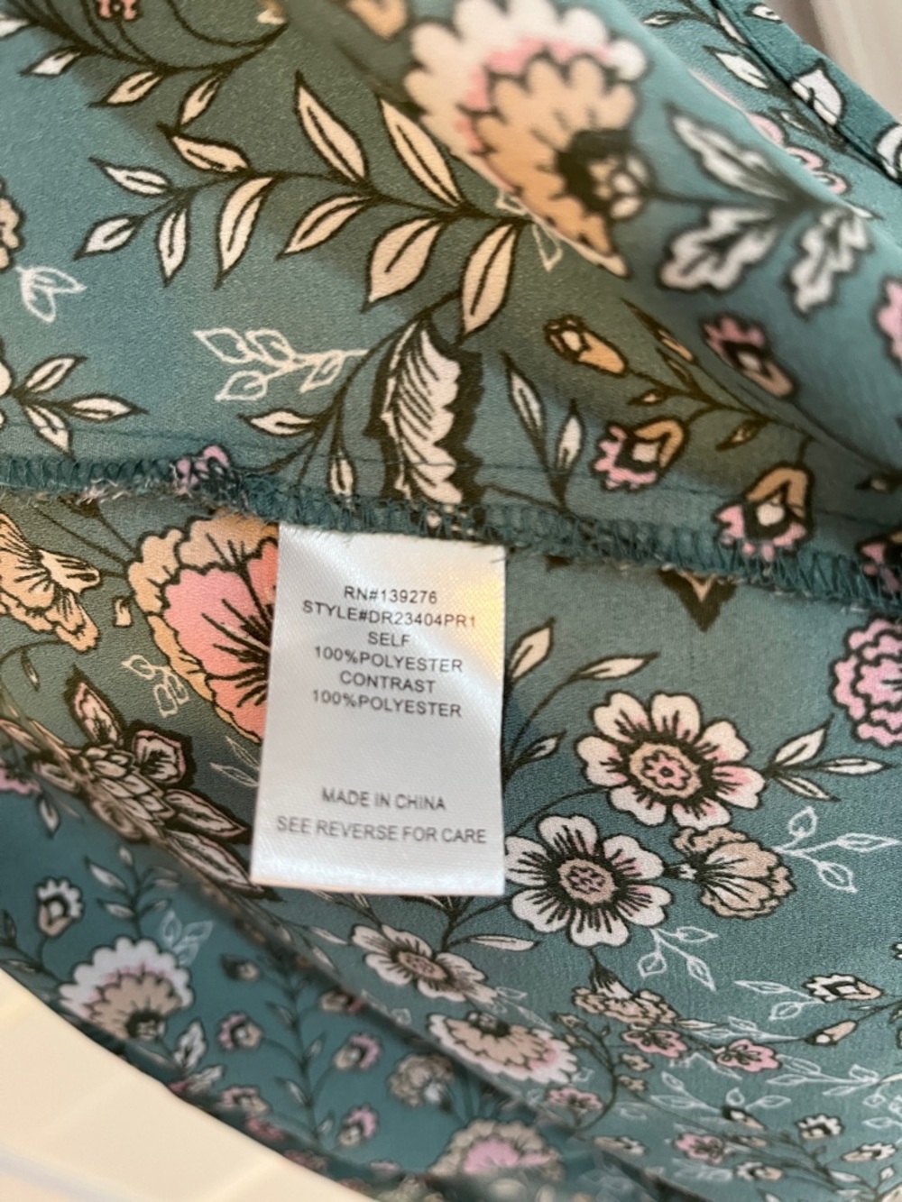 DR2 Size S Floral Ruffle Cap-Sleeve Blouse Light Green Pink - Picture 7 of 9
